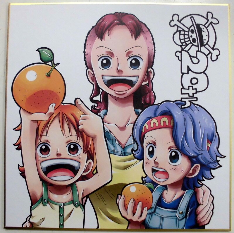Banpresto - Ichiban Kuji One Piece 20th anniversary K-Prize Bellemere and Nami 20th Anniversary Shikishi