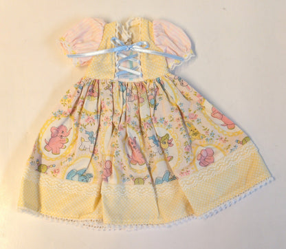 Doll outfit, 40-50cm size (MSD, Obitsu 50, etc.), animal print dress, stripe and polka dot.