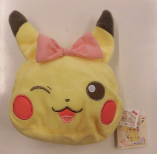 Banpresto Girlish PIKACHU Plush Stuffed Toy Pouch, Pokemon Sun and Moon Pikachu (Ribbon Pink)