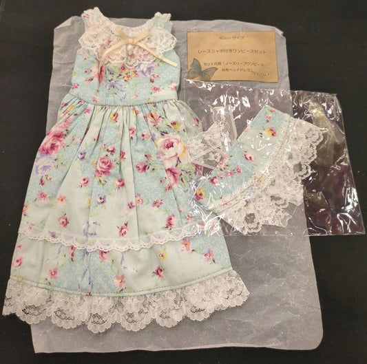 Doll Outfit 40-50cm size (MSD, Obitsu 50, etc.) One Piece set with Lace Jabot - Lolita Style